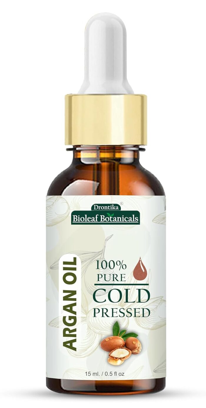 Drontika Bioleaf Botanicals 100% Pure Herbal Natural Moraccan Argan Oil, Cold Pressed Organic, for Skin, Hair & Anti-Ageing Face Care (Pack Of 1, 15ml., Argan)