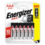 Energizer Max AAA Alkaline Batteries - Long-Lasting 1.5V Power, Leak-Proof Design, 4+2-Pack for Everyday Devices