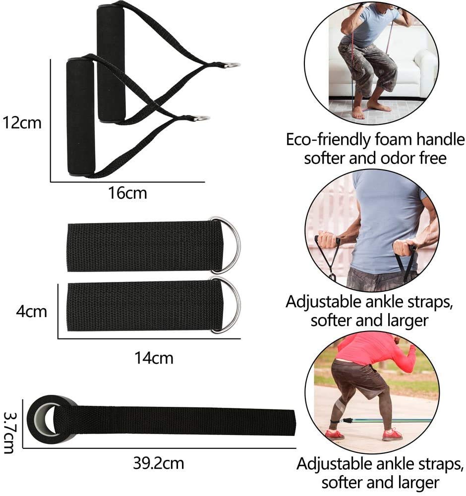 FASHNEX Natural Rubber Premium 11 Pcs Resistance Band Set For Men & Women (As Per Image)