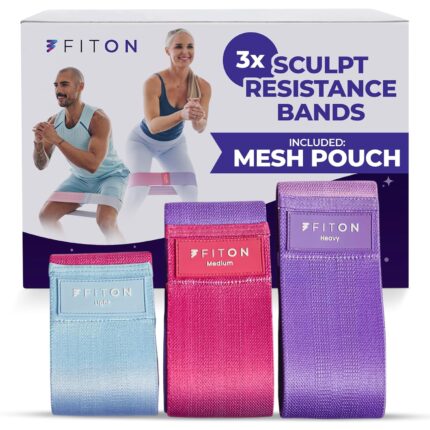 FitOn Sculpt Resistance Bands for Working Out, Non-Slip Threading Squat Bands for Butt and Thighs, Workout Fit Loops with Knitted Rubber Construction, 3 Levels Elastic Band for Home Fitness Exercise