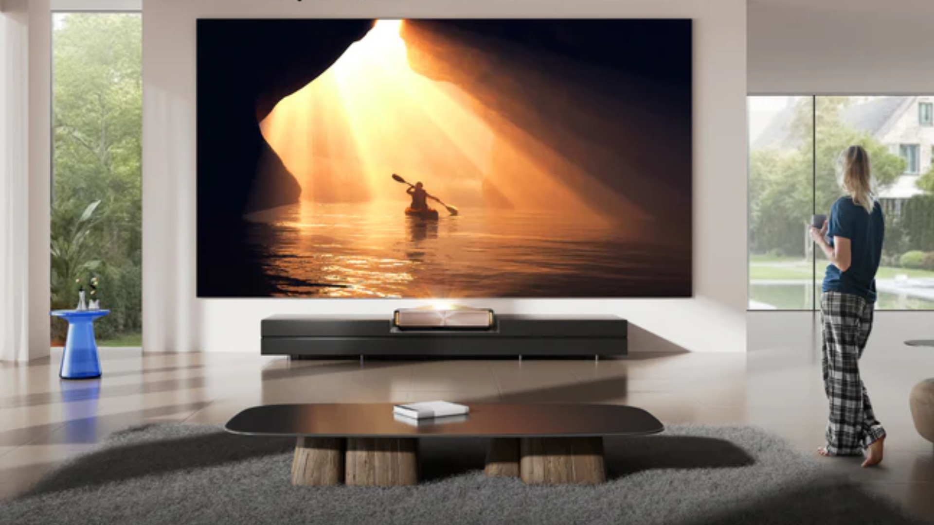Hisense L9Q on stand in living room