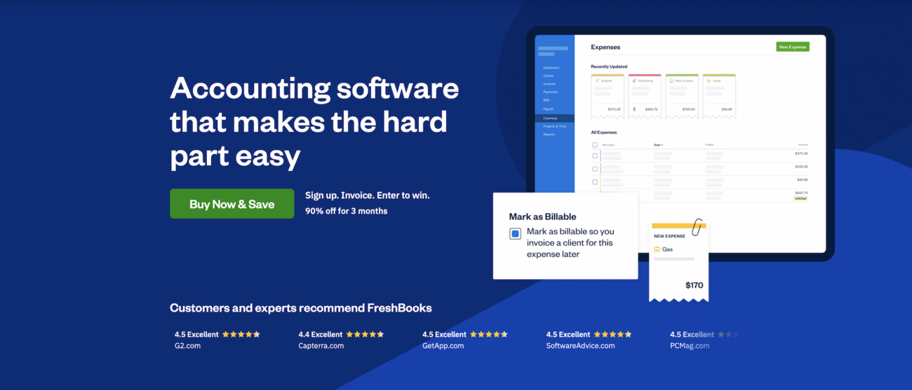 FreshBooks website screenshot