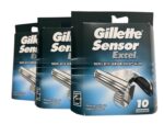 Gillette Sensor Excel Refill Razor Blades for Men – 10 Count | Dual Comfort Blades for Smooth, Close Shave | Fits Sensor & Sensor Excel Razors (pack of 3)