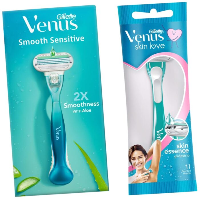 Gillette Venus Skin Love With Skin Essence Womens Razor For Hair Removal- Pack Of 1, Green&Gillette Venus Hair Removal Razor for Women with Aloe Vera, 1 Pc