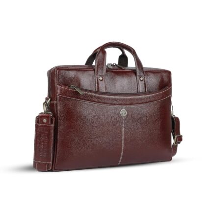 HAMMONDS FLYCATCHER Genuine Leather Office Bag for Men, 15.6 Inch Professional Brown Laptop Bag for Men, Adjustable Strap & Multi Compartments, 1 Year Warranty - Office, Travel, Daily Use