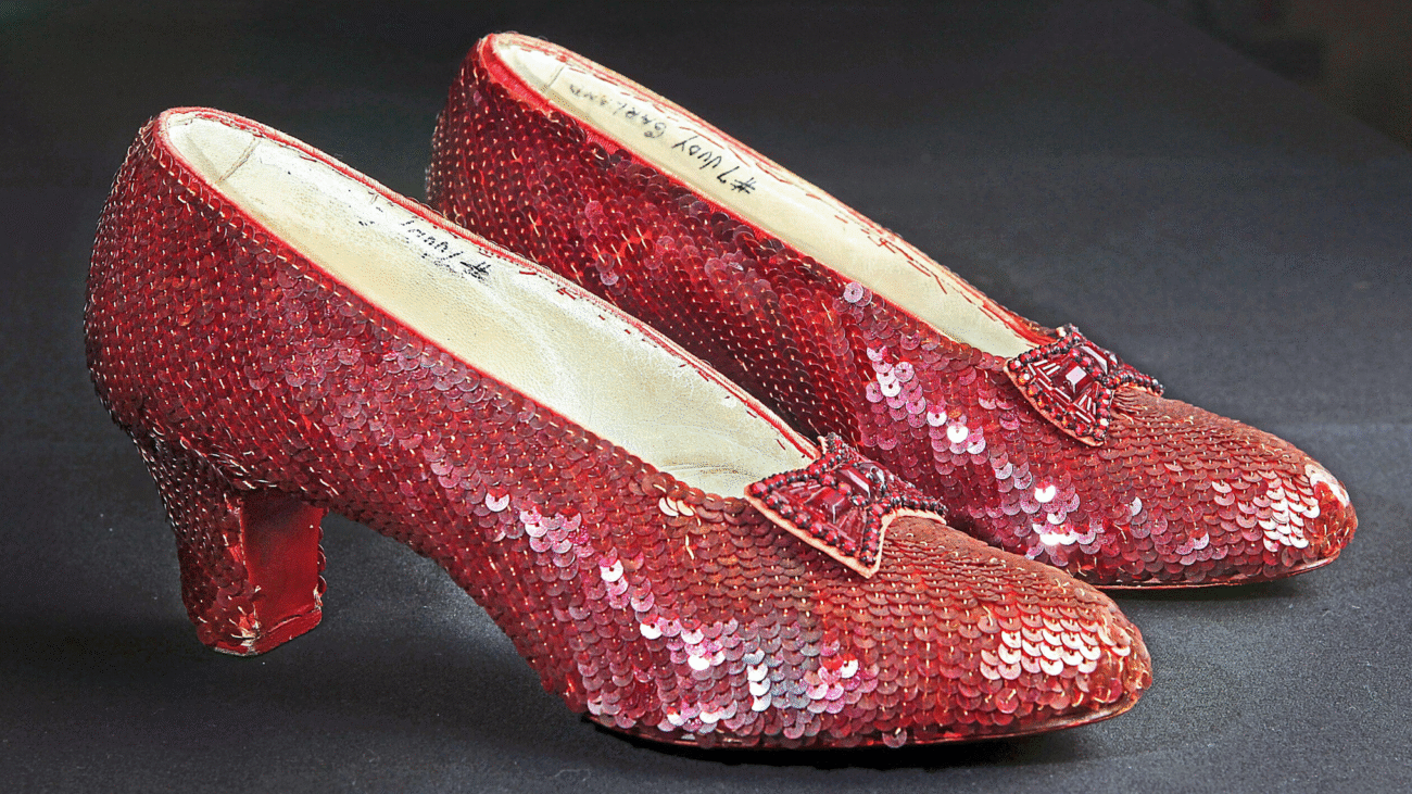 Judy Garland's slippers as featured in &quot;Ruby Red Handed: Stealing America’s Most Famous Pair of Shoes&quot;