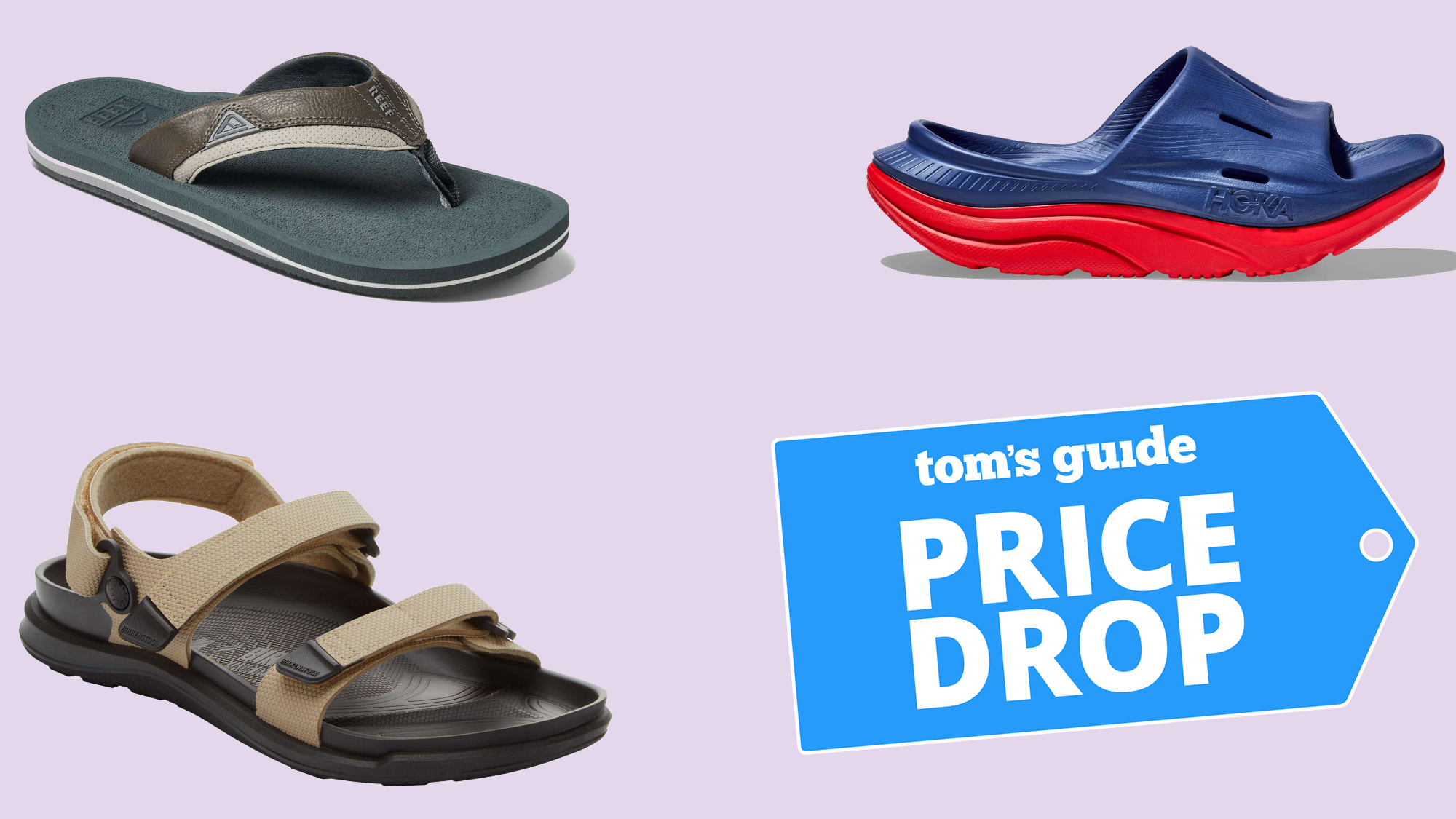 Sandals from Reef, Birkenstock and Hoka