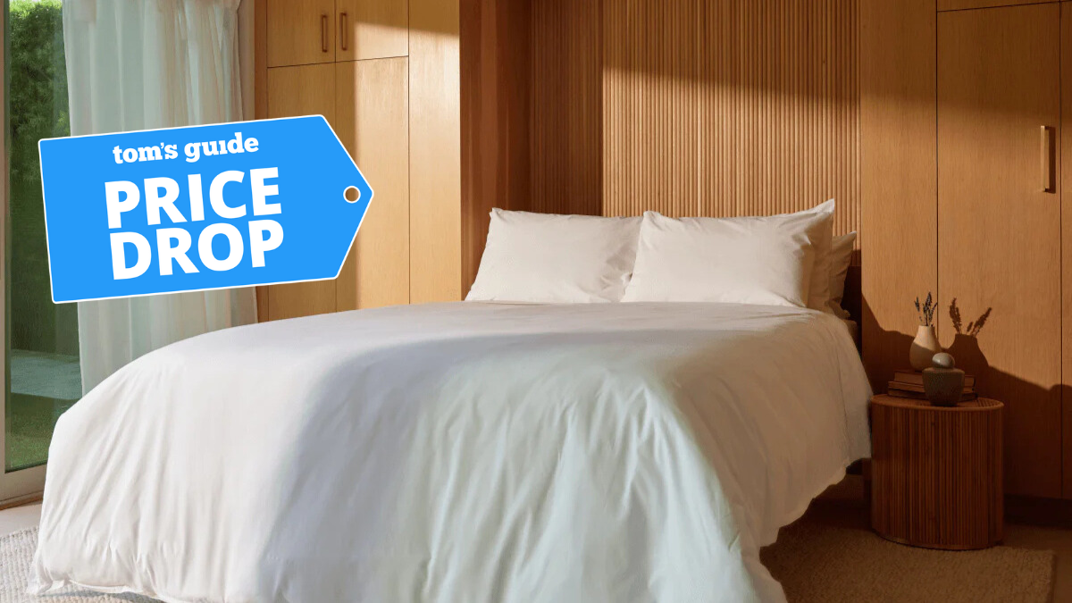 Coop Percale sheet set in a brightly lit room