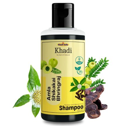 KHADI Herbal Amla, Shikakai & Bhringraj Shampoo | Strengthens Hair & Promotes Healthy Hair | SLS & Paraben Free | 210 ML