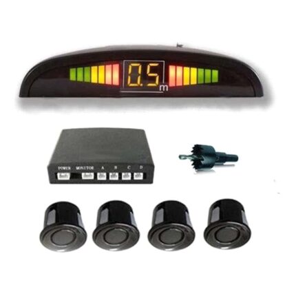 KINGSWAY® Car Reverse Parking Sensor Universal with LED Display Compatible with Datsun Redi Go (Year 2016 to 2022), Auto Object Detection Radar System with Ultrasonic Sensor Kit in Black Color