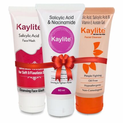 Kaylite Salicylic Acid Face Wash, Salicylic Acid & Niacinamide Gel, Vitamin E Acetate Pimple Fighting Facial Cleanser, 60 ml, Daily Face Wash for Oily Skin with Aloe Extract for Men and Women Combo(Pack of 3) 60 ML