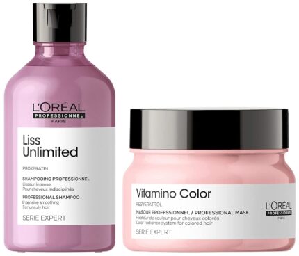 L'Oréal Professionnel Vitamino Color Hair Mask, Serie Expert, 250gm & L'Oréal Professionnel Liss Unlimited Shampoo, Serie Expert, 300Ml