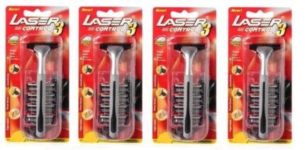 Laser Shaving Men Control 3 Razor Set (4 Razor, 20 Cartridges)