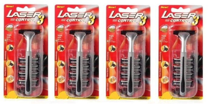 Laser Shaving Men Control 3 Razor Set (4 Razor, 20 Cartridges)