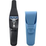 LinMei Silicone Razor Travel Case Compatible with Gillette Parker Merkur Shaver Men's Razor Home Use Portable Anti Fall Razor Protective Cover Old-Fashioned Razor Cover (Black+Blue)