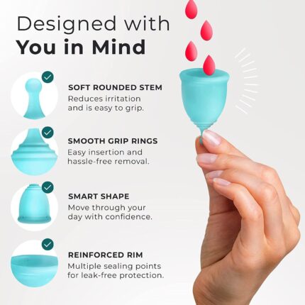 Medrop Reusable Menstrual Cup for Women - Medium Size with Pouch, Ultra Soft, Odour and Rash Free, No Leakage (Medium)