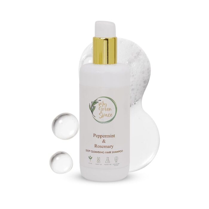 My Green Space Peppermint Rosemary Shampoo | For Damaged and Weak Hair | ControlsFrizz | Hair Fall Control | Anti-Dandruff Shampoo | Unisex | 250 ml
