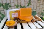 NATSBYTE Handmade Skincare Soap of Haldi Chandan & Kesar | Made with Oragnic Vegetable Glycerine | Vitamin E Oil | Parabean & Sulphate Free | Natural Soap | All Skin Types (Pack of 1)