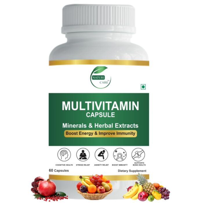Naturicare Multivitamin Capsules | Complete Daily Vitamin and Mineral Support, Immune Boost, and Energy Enhancement | 100% Natural, Vegan, Non-GMO – 60 Capsuless | For Men & Women