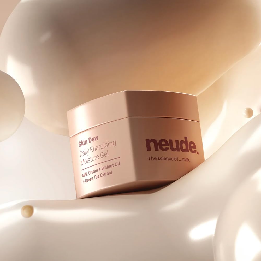 Neude Skin Dew 50ml Energising Daily Gel Face Moisturizer with Milk Cream Green Tea Niacinamide for Men and Women Lightweight Non-Sticky Hydrating Cream for Oily and All Skin Types Paraben Free
