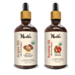 Nualoha 100% Pure Natural Moroccan Argan and Rosehip Seed Carrier Oil 118 ML Cold Pressed Moisturizer For Face, Hair Growth, Skin, Nails and Body Care for Women and Men