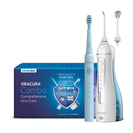 ORACURA® Daily Care Combo OC200 Smart PLUS Water Flosser®White & SB200 Sonic Lite Electric Rechargeable Toothbrush Blue