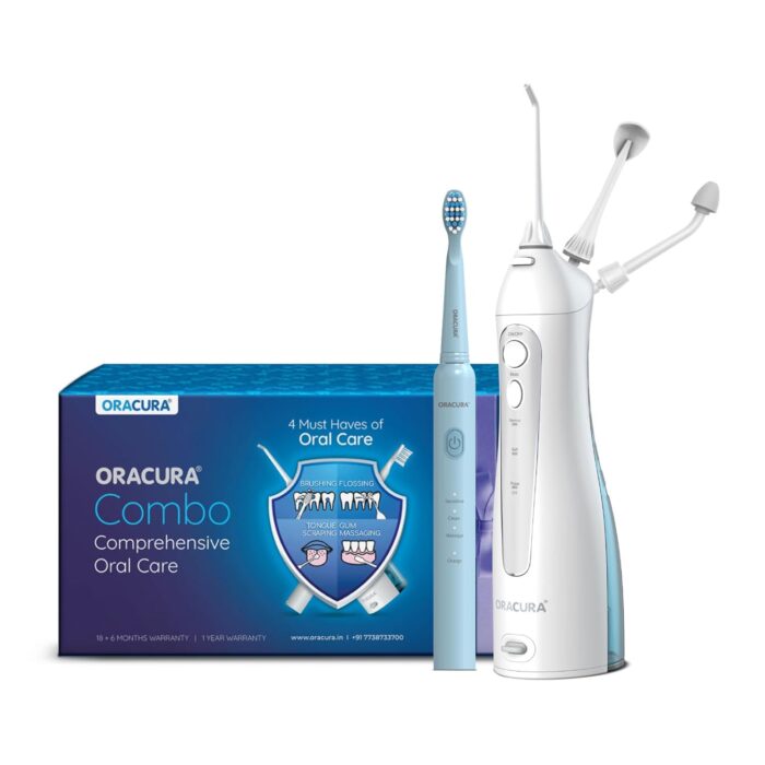 ORACURA® Daily PRO Combo OC150 Smart Water Flosser® White & SB200 Sonic Lite Electric Rechargeable Toothbrush Blue