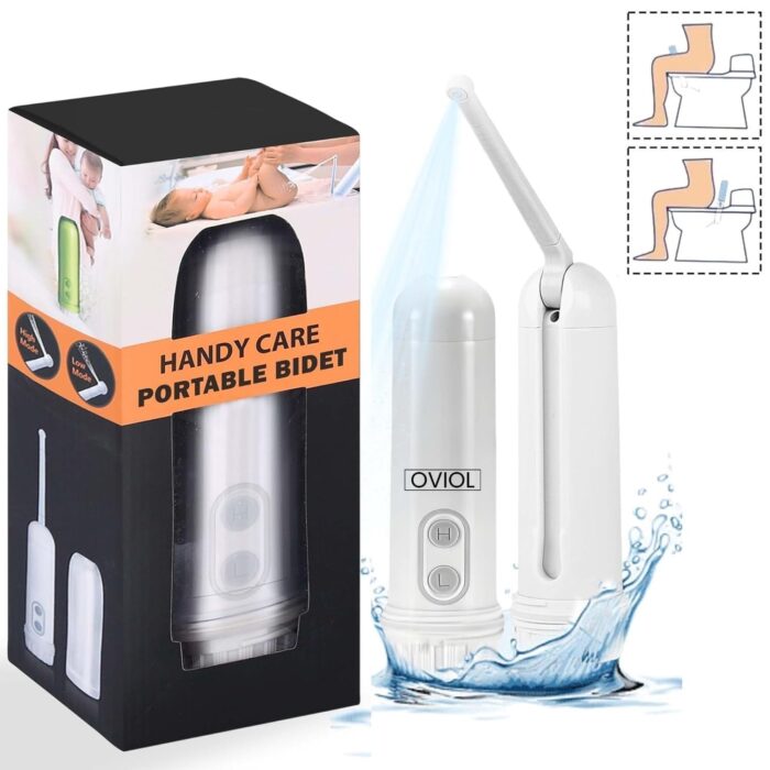 OVIOL Portable Jet Spray for Toilet for Travel, Toilet Portable Bidet Spray Electric Jet Spray Portable Toilet Travel Essentials Foldable Handheld for Personal Hygiene Baby 2 Cleaning Modes, 180° Degree Nozzle (TRANSPARENT, ELECTRIC)