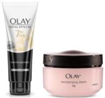 Olay Moisturising Cream, 50g & Olay Face Wash Total Effects 7 in 1 Exfoliating Cleanser, 100g