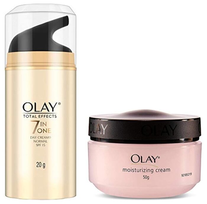 Olay Total Effects Day Cream with Vitamin B5, Niacinamide, Green Tea, SPF 15 Fights with UV Protection for Normal, Dry, Oily & Combination Skin, 20 gm & Olay Moisturising Cream, 50g