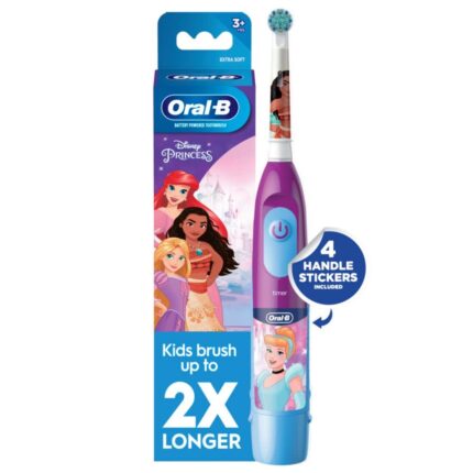Oral-B Kid's Battery Toothbrush Featuring Disney Princess, for Kids 3+, Pink / Turquoise