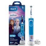 Oral-B Kids Frozen Rechargeable Rotating Electric Toothbrush, 2 Brushing Modes (Daily & Sensitive), 2 Min Timer with Quadpacer, 2 Year Warranty by Oral B, IPX7 Water Resistant, Round Brush Head