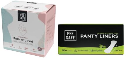 PEESAFE Maternity Pads & Pee Safe Aloe Vera Panty Liners For Women | Curvy Design For Extra Comfort | Cottony-Soft Surface With 185mm Wide Optimal Coverage For Prolonged Comfort | Keeps You Dry