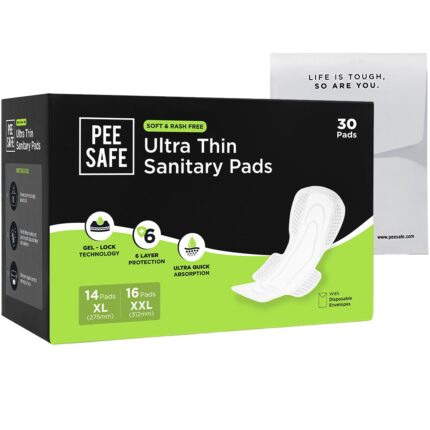 PEESAFE Ultra Thin Sanitary Pad For Women | 30 Pads- 14 XL Pads + 16 XXL Pad For Rash Free Periods | Cottony Soft Sanitary Napkins For Ultra Comfort | Dual Wings | Toxin Free | Extra Long