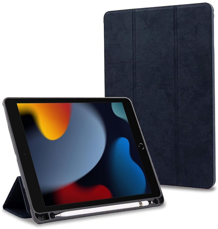 ProElite Smart PU Flip Case Cover for Apple iPad 10.2" 9th Gen (2021) / 8th Gen / 7th Gen with Pencil Holder, Black