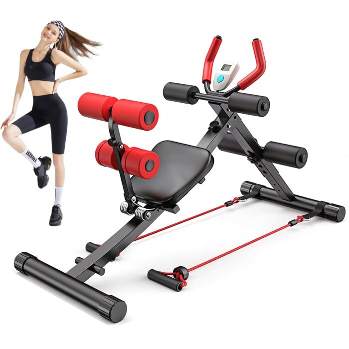 Proberos® Fitness Core & Abdominal Trainers AB Workout Machine Home Work Out Bench Multifunctional Ab Trainer Exercise Bench with Resistance Bands Adjustable Sit-up Trainer