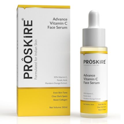 Proskire 10% Advance Vitamin C Face Serum With Ferulic Acid, Mandarin Orange Ext. For Dark Spots, Pigmentation & Glowing Face - 30 ml Pack