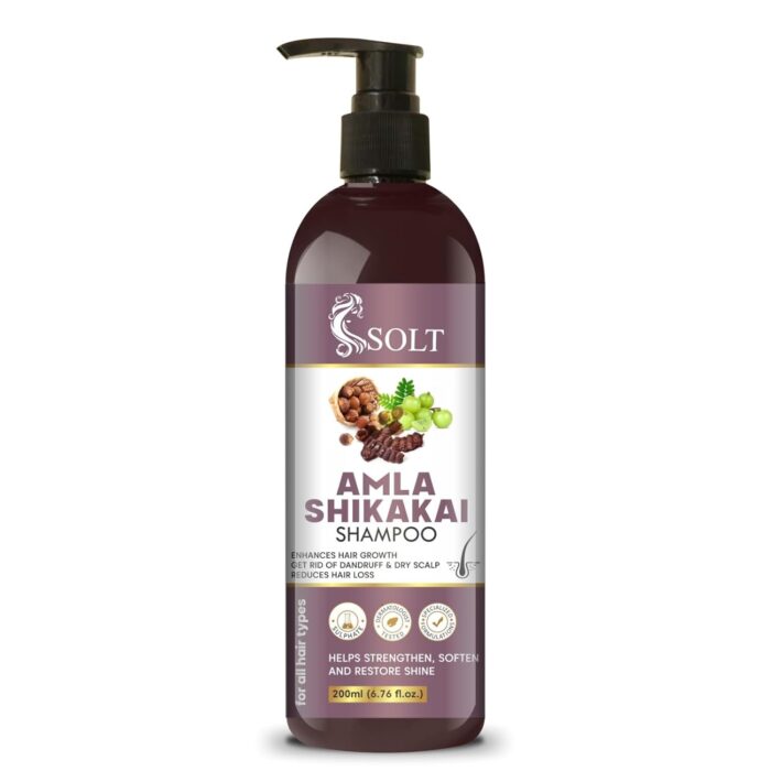 SOLT Amla Shikakai Shampoo - Enhances Hair Growth, Eliminates Dandruff & Dry Scalp, Reduces Hair Loss - Suitable for All Hair Types - Helps Strengthen, Soften, and Restore Shine - 200ml