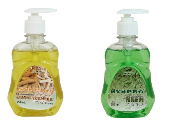 SYSPRO Handwash Combo of Neem & Sandal Turmeric Foaming Handwash Pump (2 x 250ml) Rich Foam,Moisturizing Hand Wash, Soft on Hands