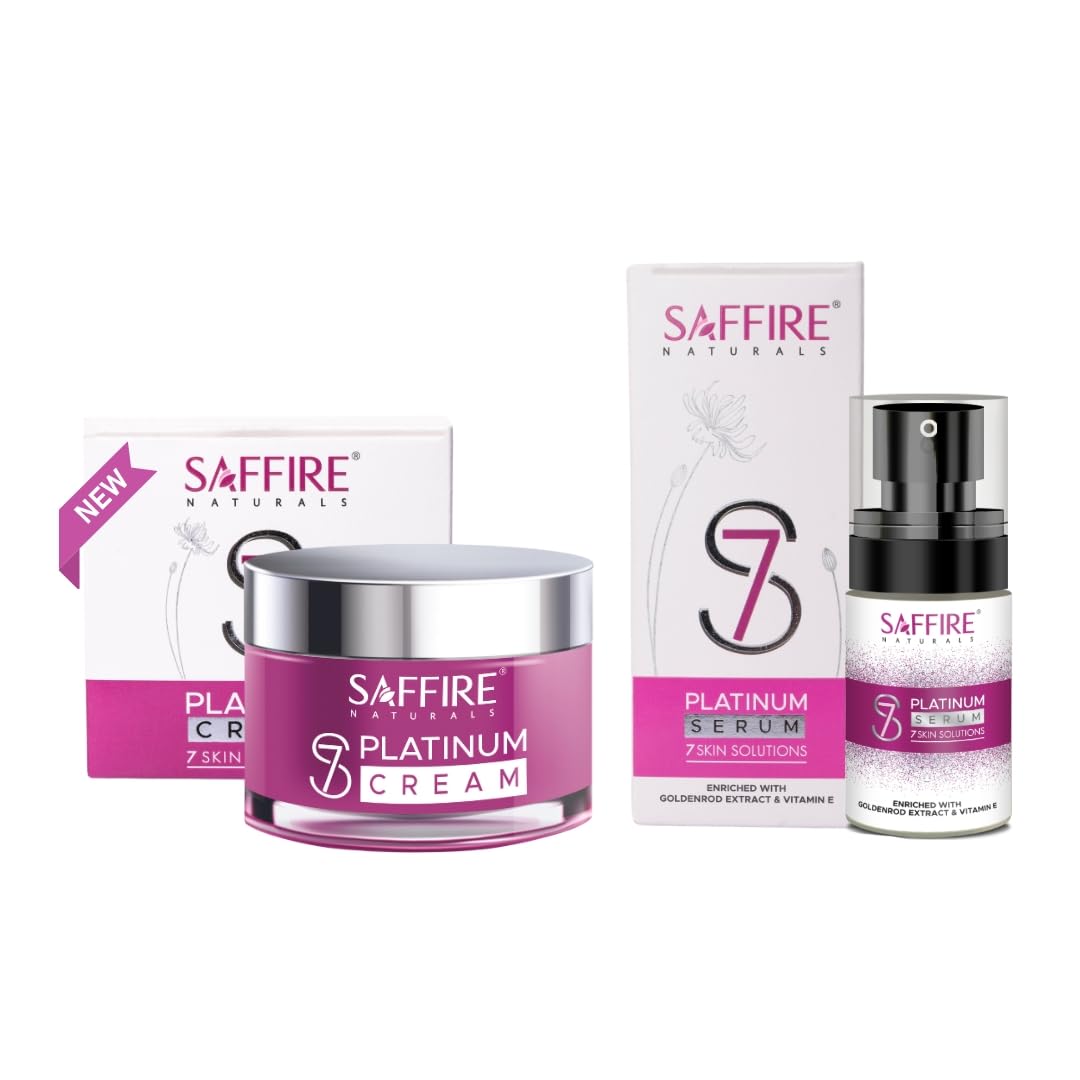 Saffire Naturals S7 Platinum Cream & Serum combo| Anti-aging skincare set| Prevents fine lines & wrinkles |Pack of 2