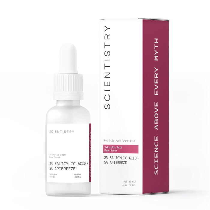 Scientistry 2% Salicylic Acid (BHA) & 5% Apibreeze(PHA) Face Serum | For Acne, Pimple, Blackheads, Whiteheads & excess oil IFor Women & Men | Gentle Exfoliation For acne prone oily skin|