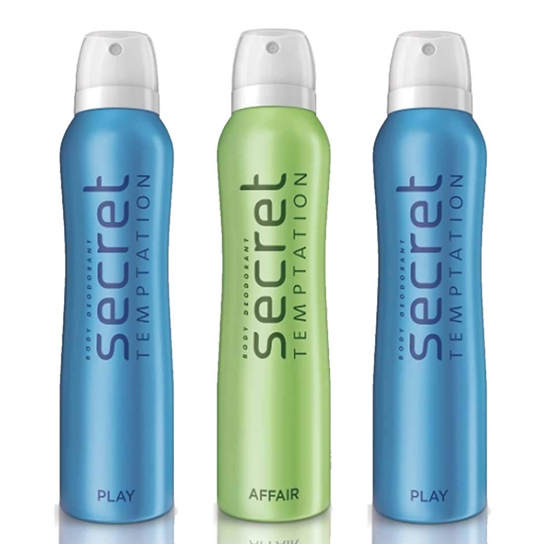 Secret Temptation 1 Affair and 2 Play, Deodorant for Women (150 ml) - Pack of 3