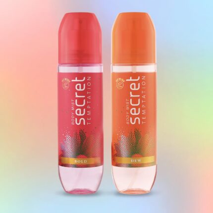Secret Temptation Body Mist Combo for Women, Pack of 2 (120 Ml Each) l Dew & Bold Body Mist l Long-Lasting Fragrance l Dermatologically Tested & Safe on Skin