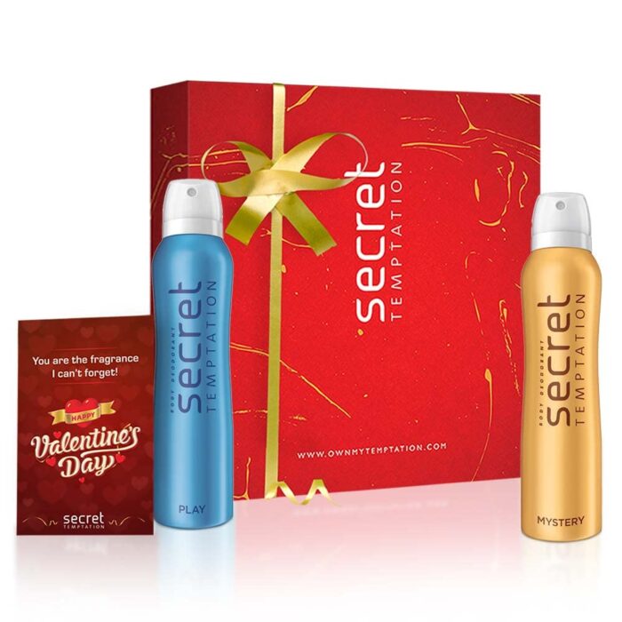 Secret Temptation Valentine Gift Box with Play and Mystery Deodorant (150ml each)