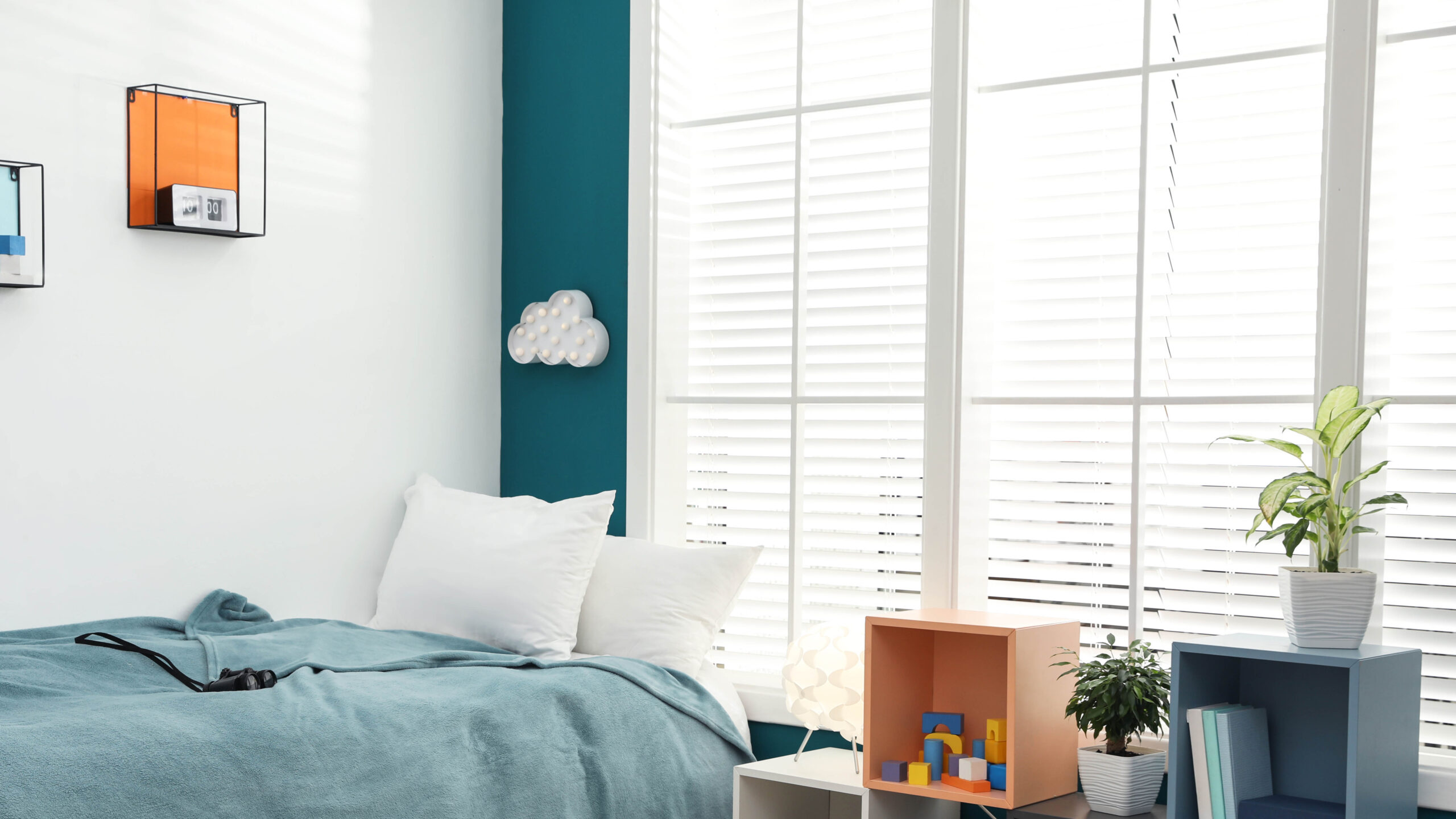 Window blinds in bedroom