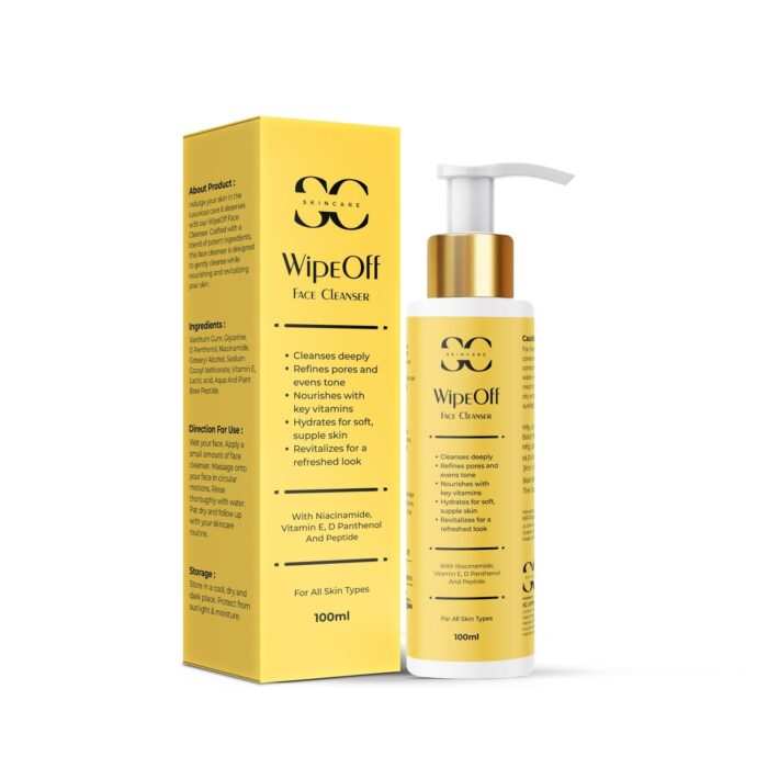 THE SC SKINCARE Wipeoff Face Cleanser by SC Skincare Hydrating, Collagen-Boosting Daily Cleanser with Niacinamide & Lactic Acid for Smooth, Radiant Skin | For All Type Skin | For Women and Men | 100ml