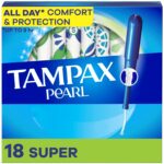 Tampax Pearl Plastic Tampons, Super Absorbency, Unscented, 18 Count (Packaging May Vary) ( packaging may vary)