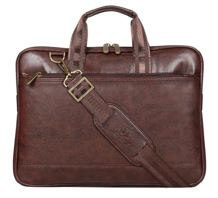 The Clownfish Vegan Leather 10 Ltrs Unisex 14 inch Formal Laptop Briefcase (Dark Brown)