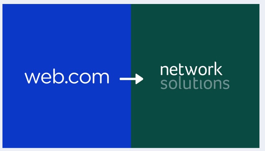 An image of the text web.com and an arrow moving towards network solutions