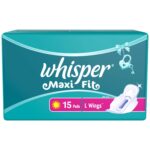 Whisper Maxi Fit Sanitary Pads - Large Wings (Pack of 15 Piece Pack)